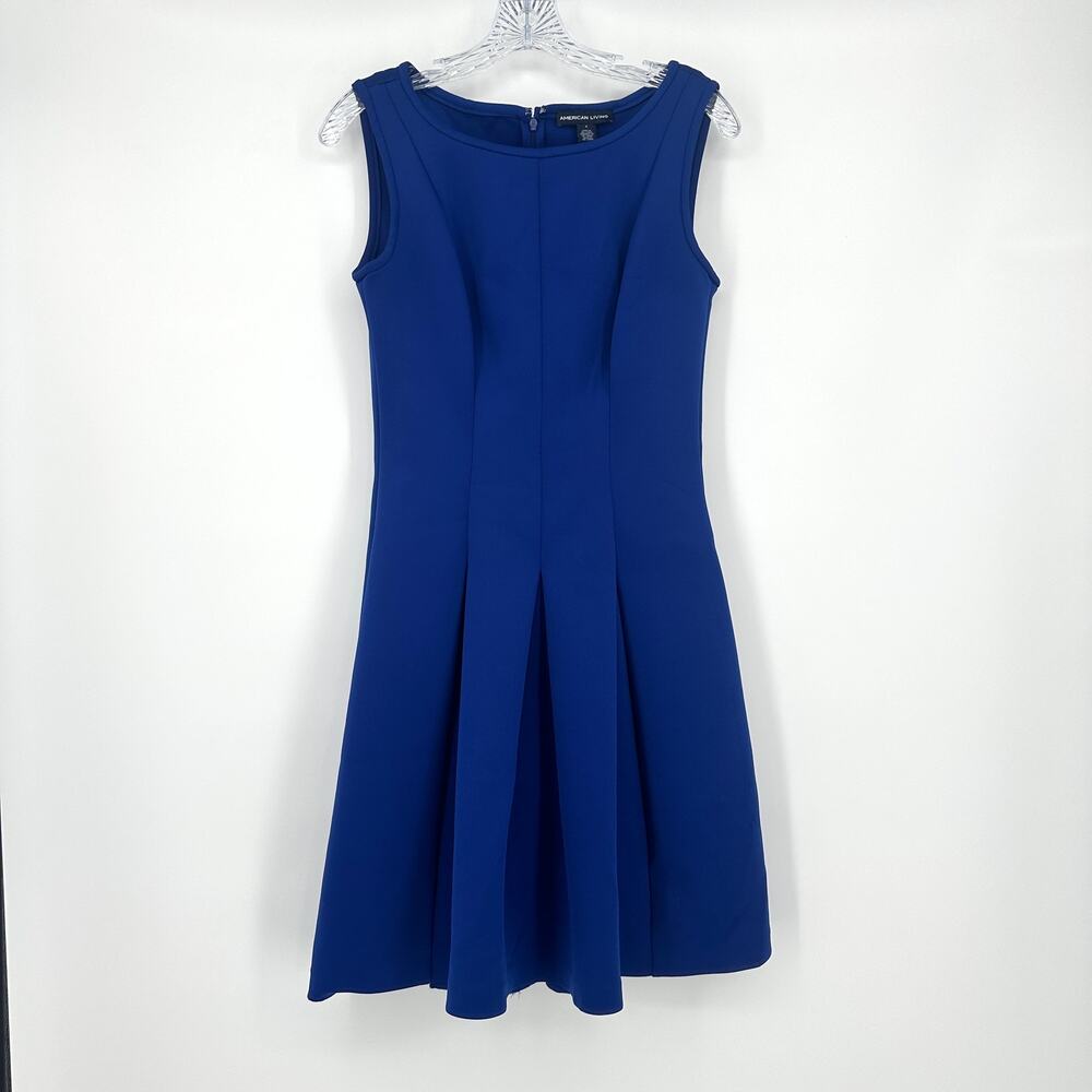 American Living Royal Blue Sleeveless Knit Dress Size 6 Fit & Flare Knee Length